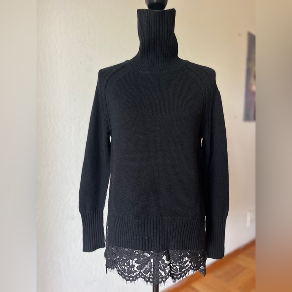 Brochu Walker cashmere lace turtleneck sweater XS